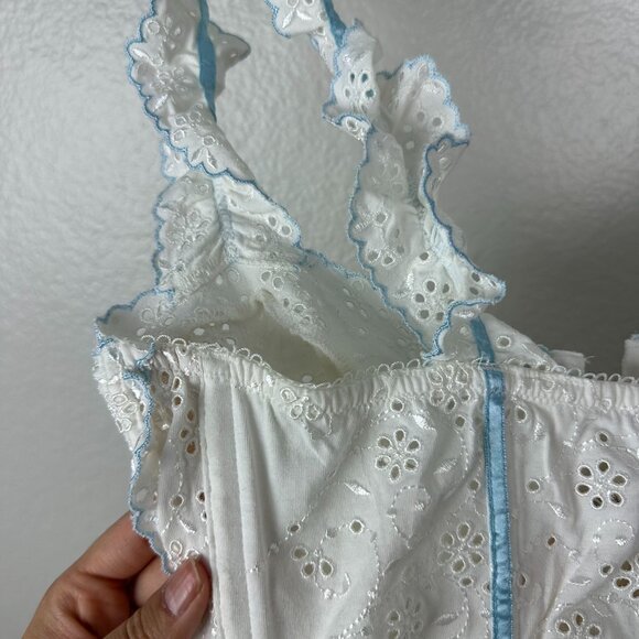 For Love & Lemons for Victoria's Secret Eyelet Swirl Bustier Bra M White Feminin - Picture 9 of 12